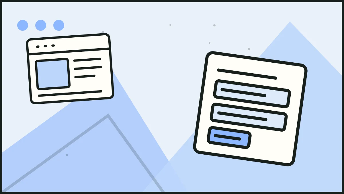 A web form beside a browser page, illustrating B2B websites.