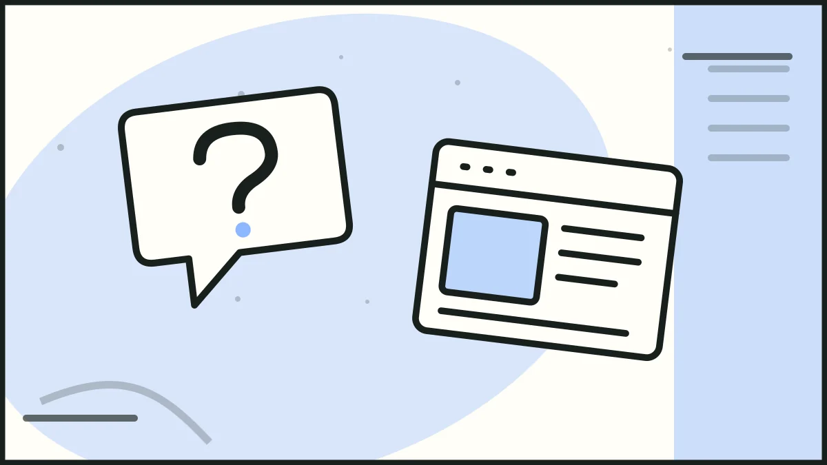 A question bubble beside a browser page, illustrating content readability.