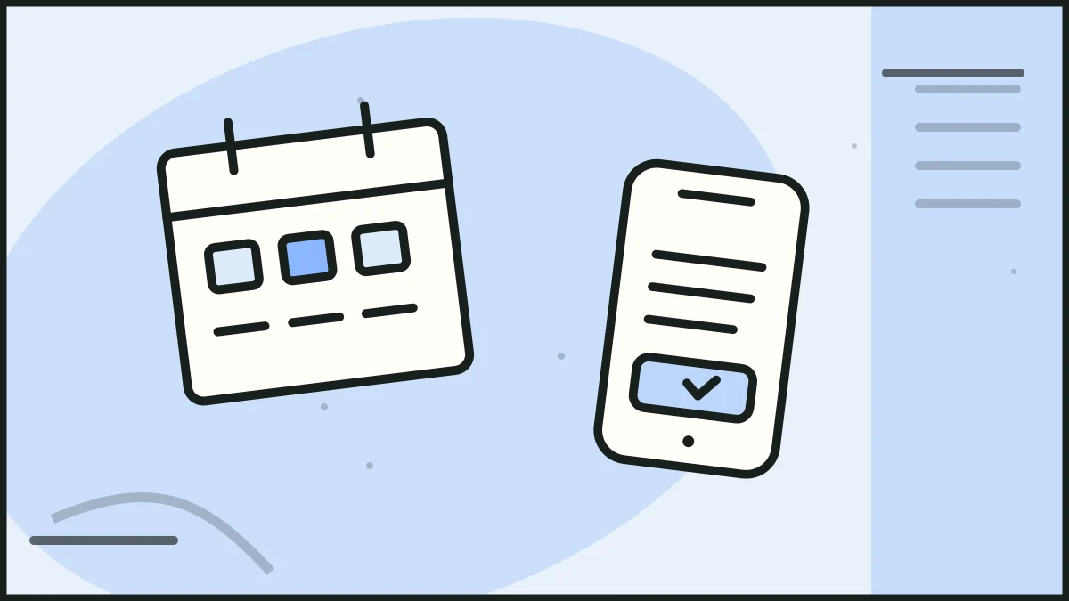 A marked calendar beside a mobile screen, illustrating booking usability.